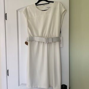 Calvin Klein Women's Cap Sleeve Belted Sheath Dress